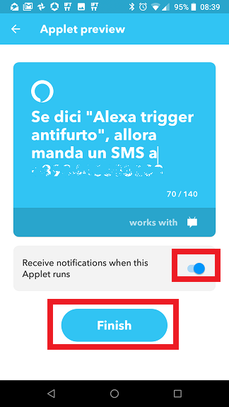 Applet Alexa IFTTT completa