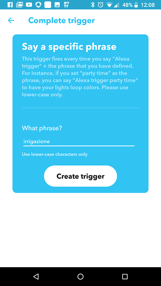 Applet Alexa IFTTT: completato
