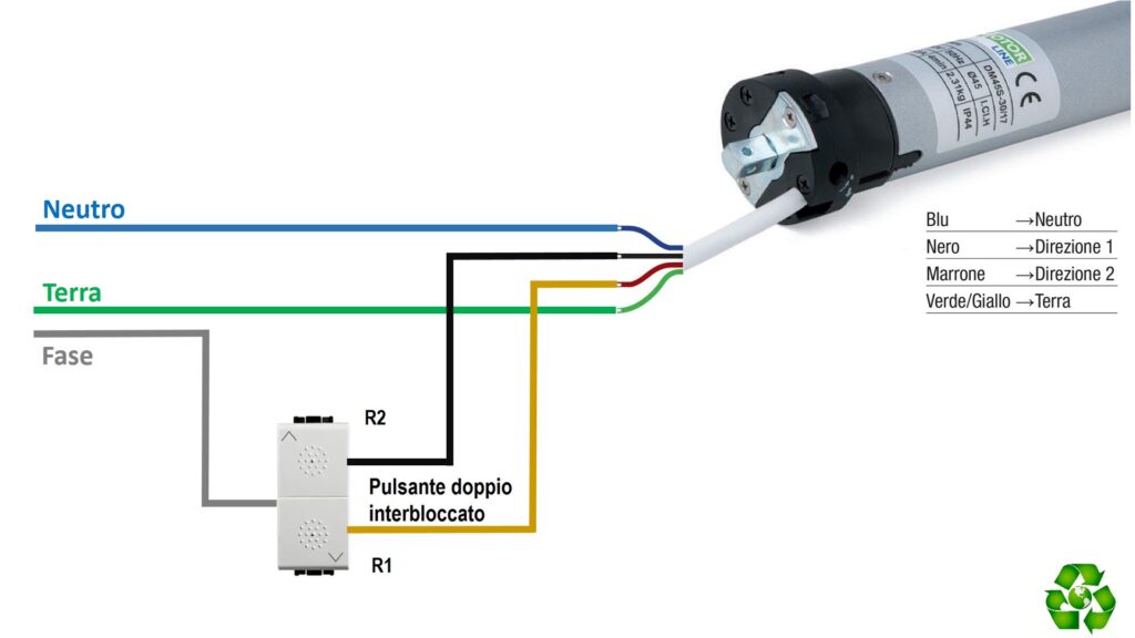 Schema collegamento tapparelle elettriche con pulsante doppio interbloccato