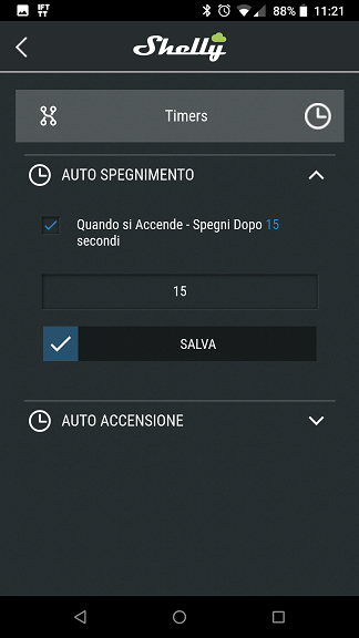 Shelly Cloud auto spegnimento
