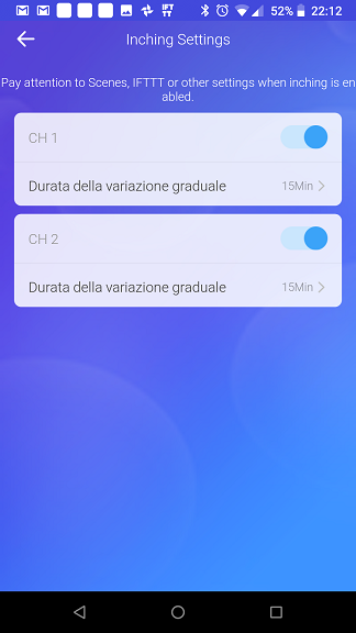 eWeLink Variazione Graduale (Inching)