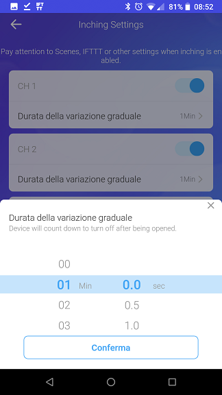 Sonoff 4CH Pro Variazione Graduale (Inching)