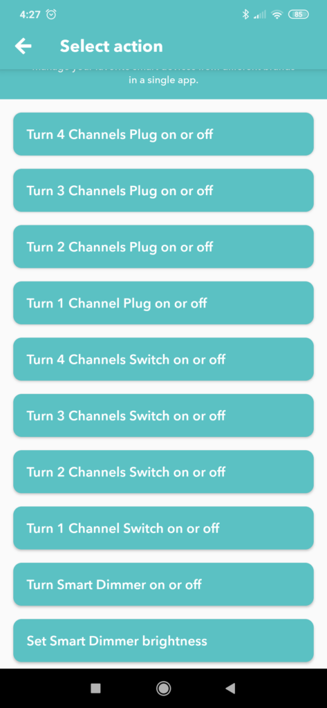eWeLink Smart Home IFTTT Sonoff action