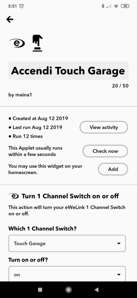 IFTTT Sonoff eWeLink Smart Home