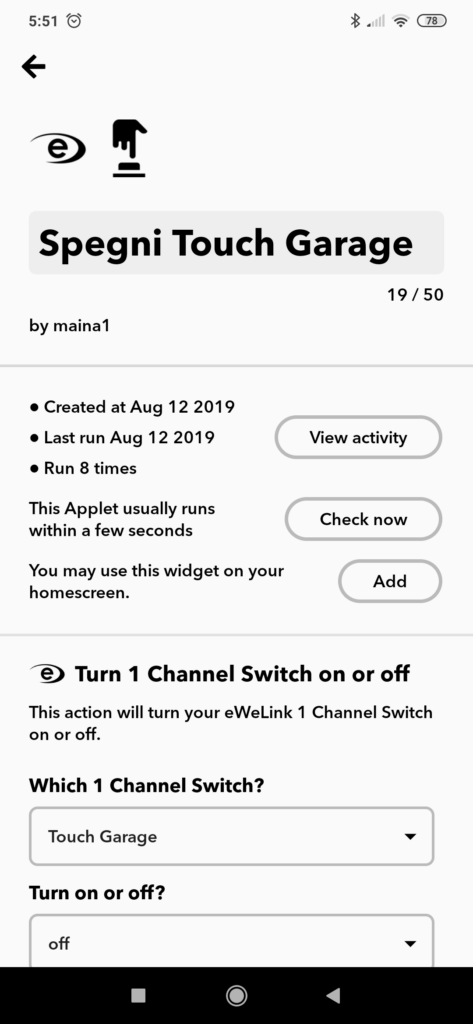 IFTTT Sonoff eWeLink Smart Home