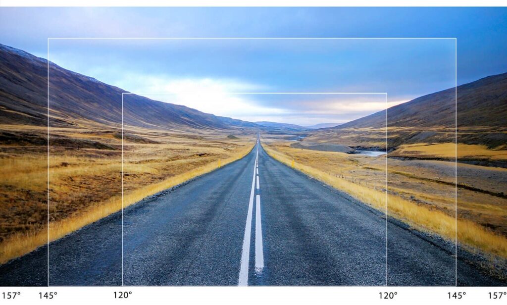 Differenti ampiezze del campo visivo per una telecamera per auto dash cam