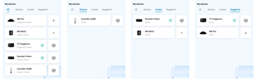 App Broadlink Universal Remote: gestione dispositivi