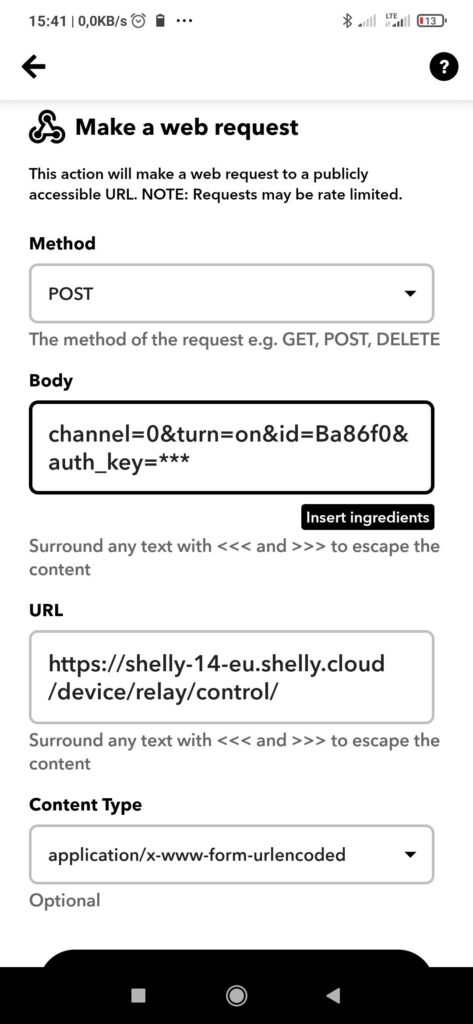 Shelly + IFTTT