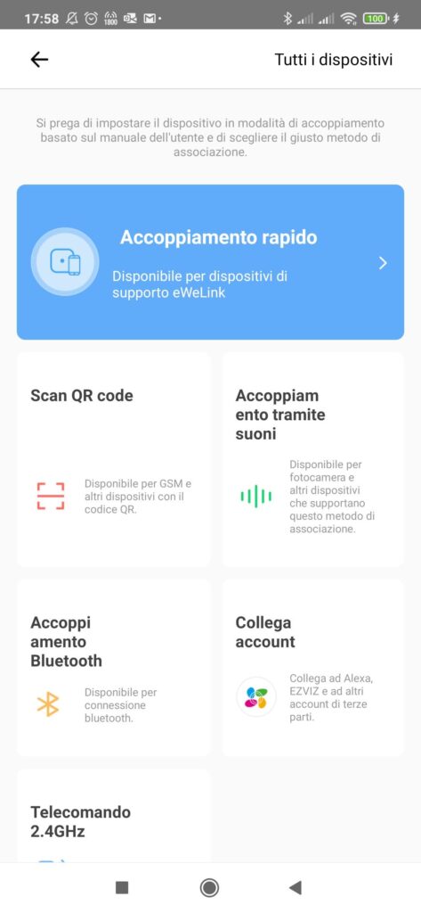eWeLink App Sonoff: aggiunta dispositivo