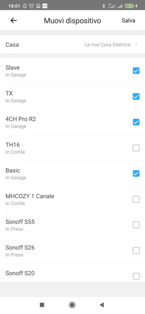 eWeLink App Sonoff stanze