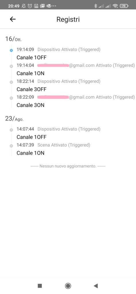 eWeLink App Sonoff Registri