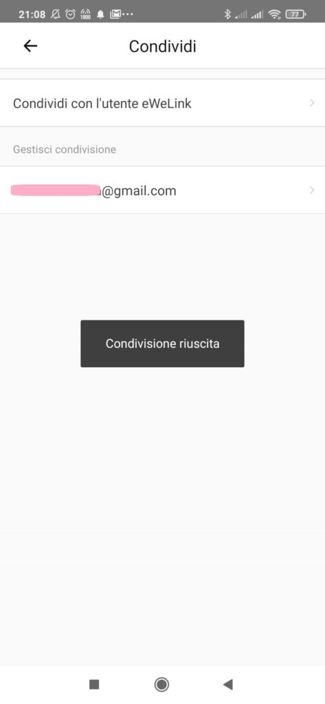 eWeLink App Sonoff Condivisione