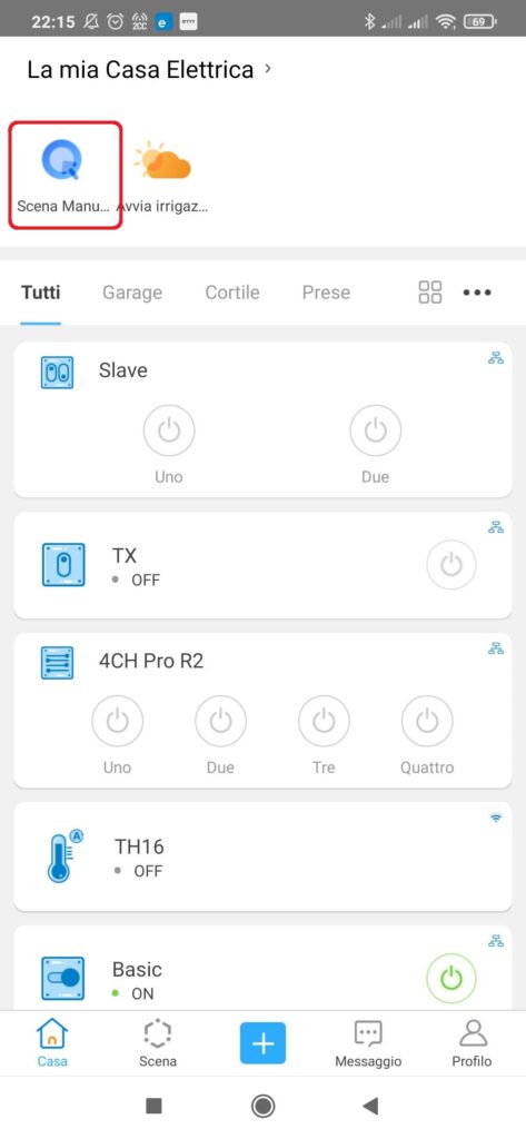eWeLink App Sonoff scene