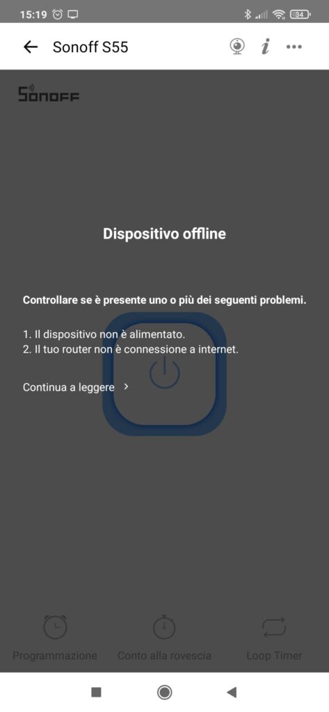 Sonoff offline o non in linea non si connette al WiFi
