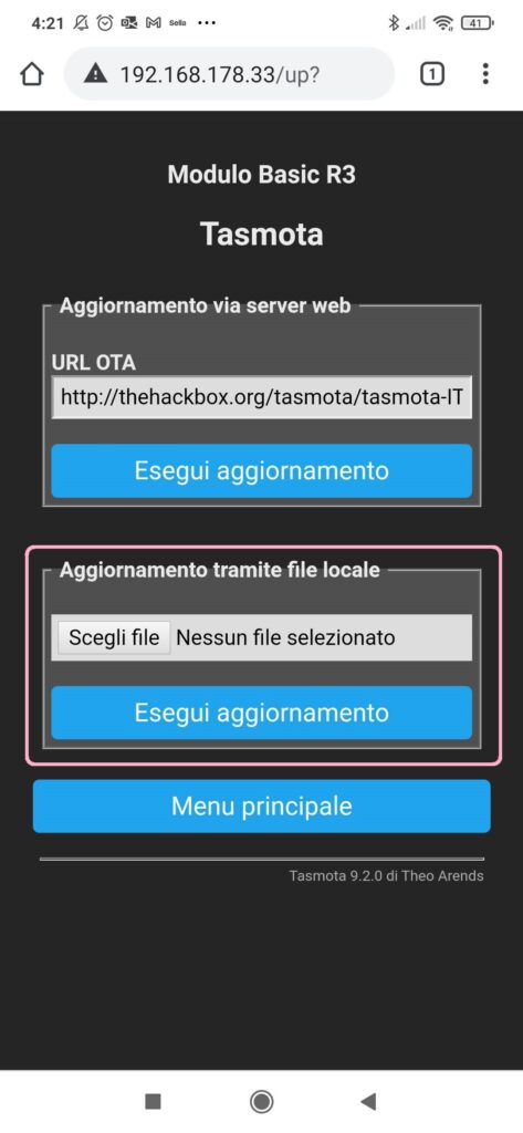 Sonoff Tasmota Upgrade