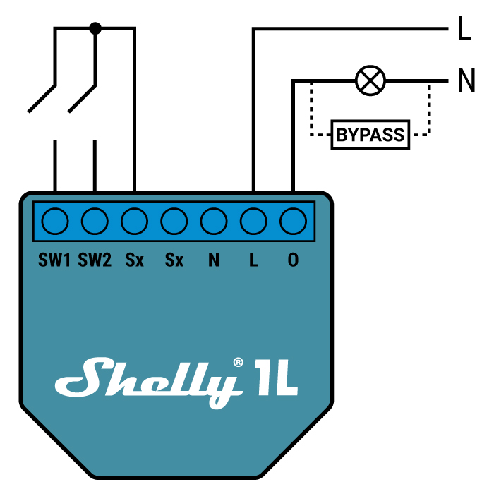 Interruttore WiFi senza neutro Shelly 1L