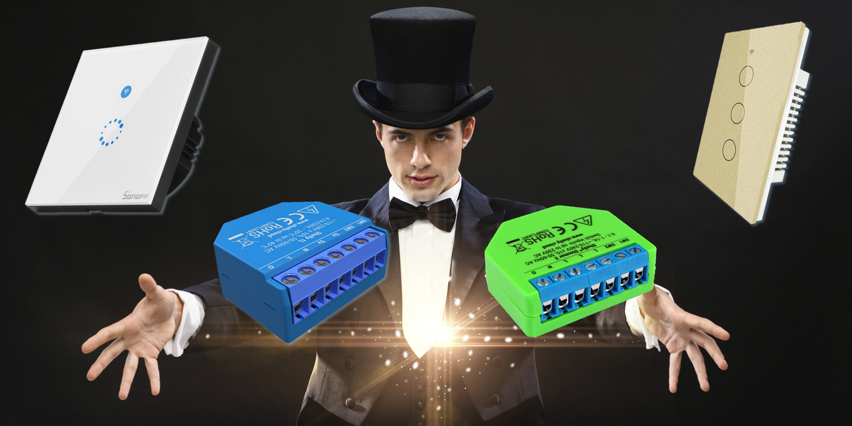 Interruttore WiFi Smart senza neutro: Sonoff T4EU1C, Shelly 1L, Shelly Dimmer 2 e Moes