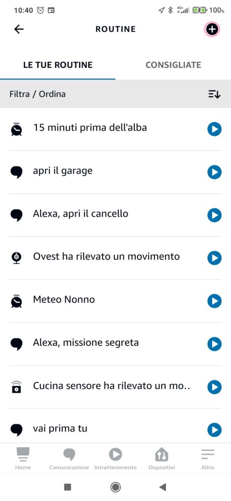 Creare routine con Alexa