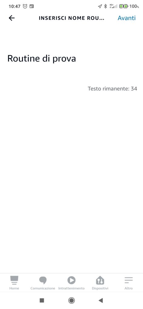 Creare routine con Alexa