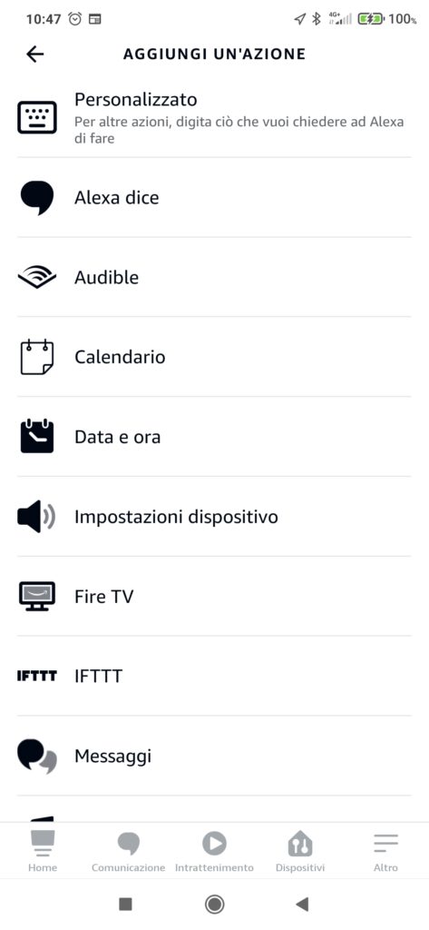 Creare routine Alexa