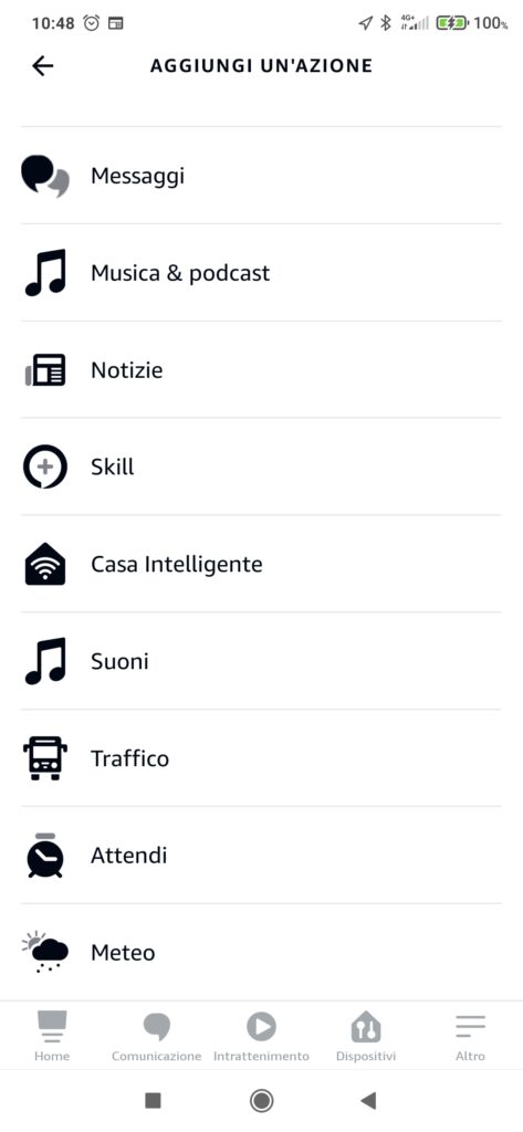 Creare routine Alexa