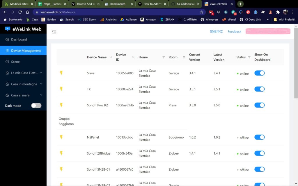 eWeLink Web: gestire Sonoff da PC Windows e Mac