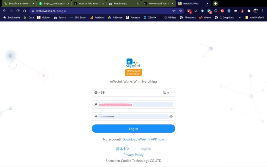 eWeLink Web: gestire Sonoff da PC Windows e Mac