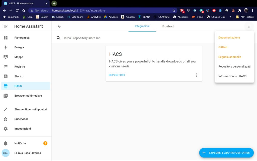 Installare Tuya v2 mediante Home Assistant Community Store (HACS)