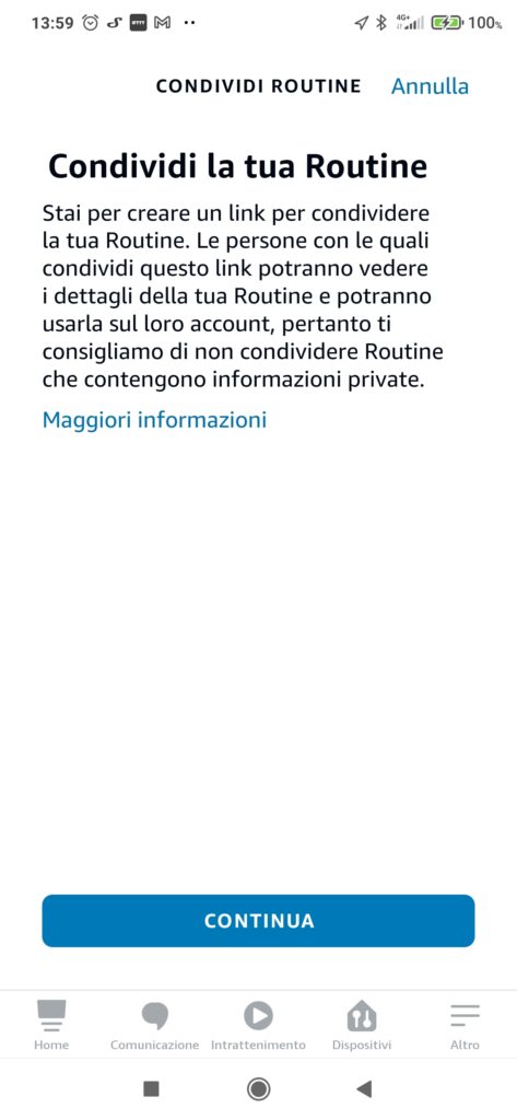 Condividere routine Alexa