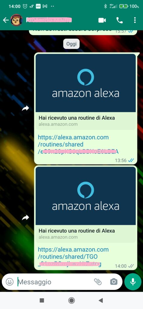 Condividere routine Alexa