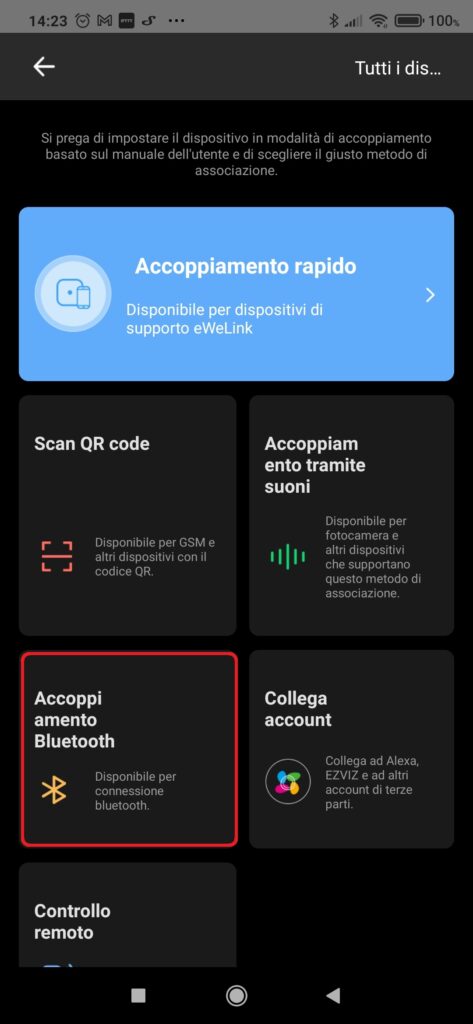 Sonoff Dual R3 accoppiamento eWeLink con Bluetooth
