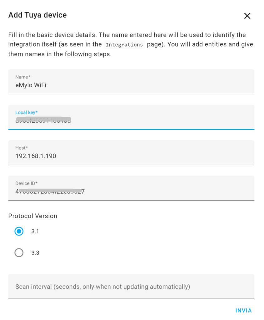 Configurazione Local Tuya Home Assistant