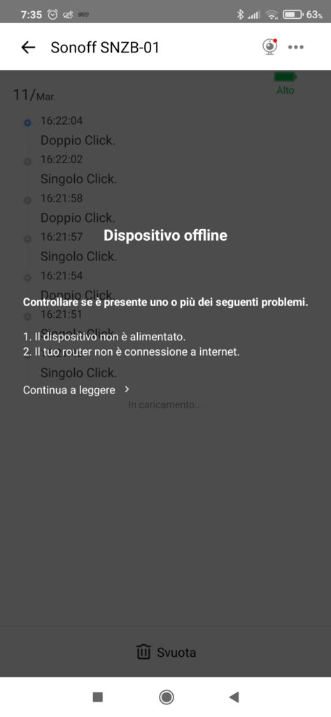 Sonoff offline o non in linea