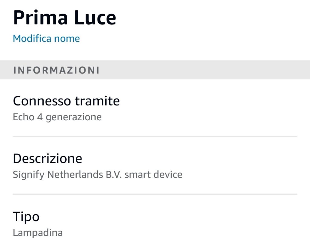 Lampdina Philips Hue connessa tramite Amazon Echo 4 generazione