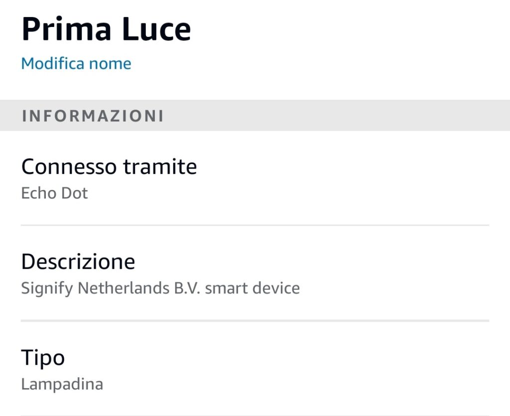 Lampdina Philips Hue connessa tramite Amazon Echo via Bluetooth