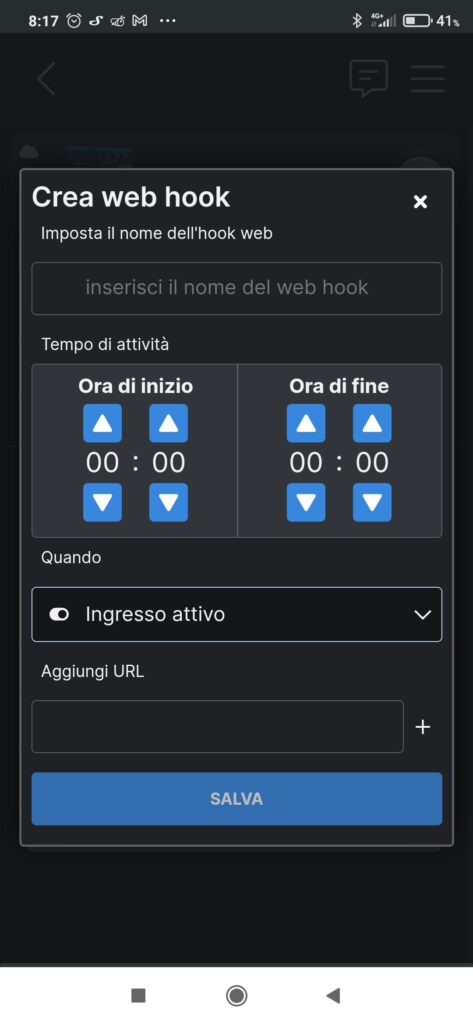Shelly Cloud App - Web hook (2a generazione)