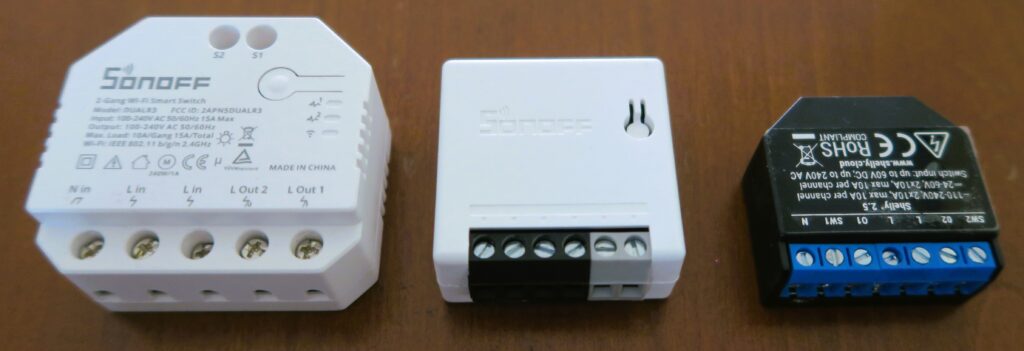 Dimensioni Sonoff Zigbee Mini R2 vs Sonoff Dual R3 vs Shelly 2.5